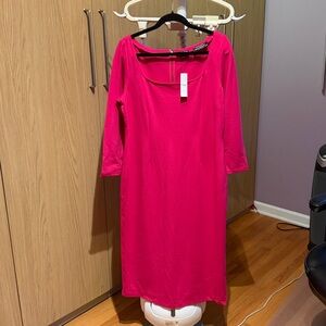 J. Crew Vibrant Pink Long Sleeve Dress (made in Italy)